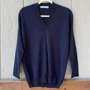 Vintage D. Exterior 100% wool ribbed v-neck long sleeve sweater top Italian made